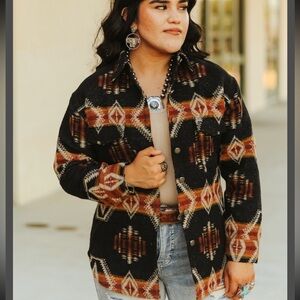 Black/Brown Aztec Shacket